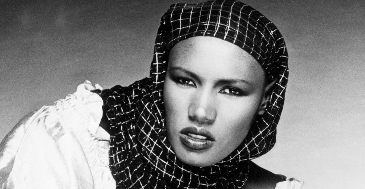 Grace Jones in a 1977 publicity photo for her album Portfolio