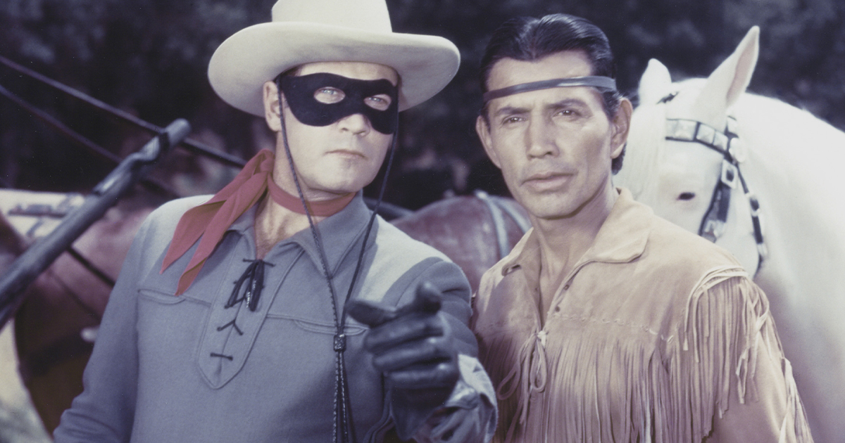 Clayton Moore as The Lone Ranger and Jay Silverheels as Tonto