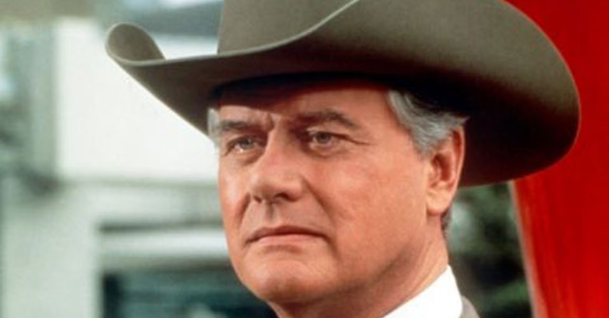 Screenshot of Larry Hagman as J.R. Ewing in Dallas (1978-1991), CBS