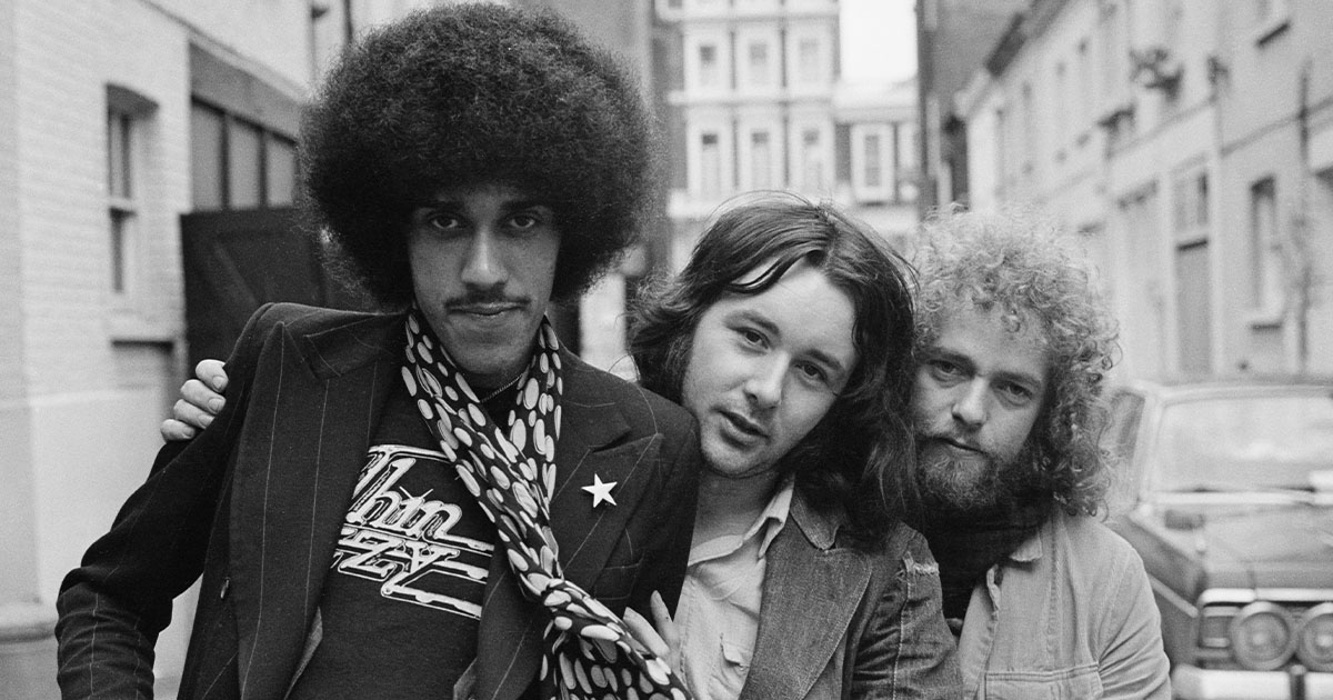 Black and white image of Thin Lizzy
