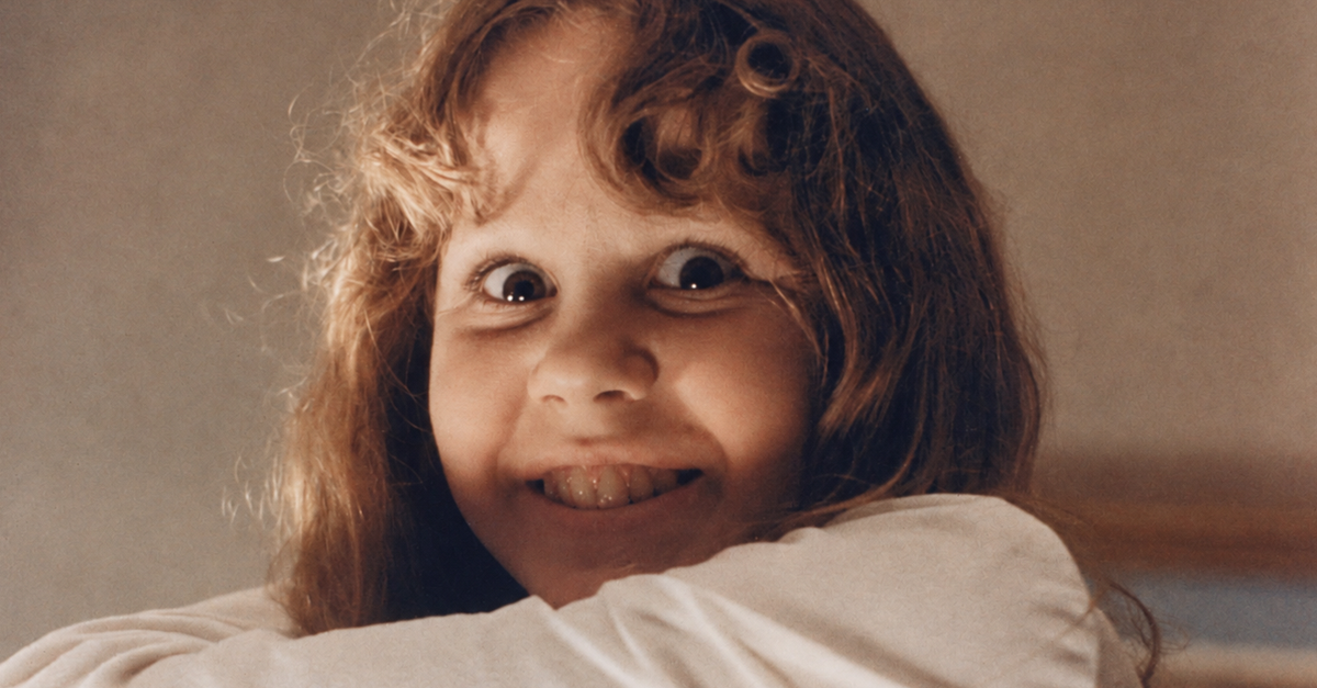 Linda Blair with possessed look in scene from 'The Exorcist' 1973