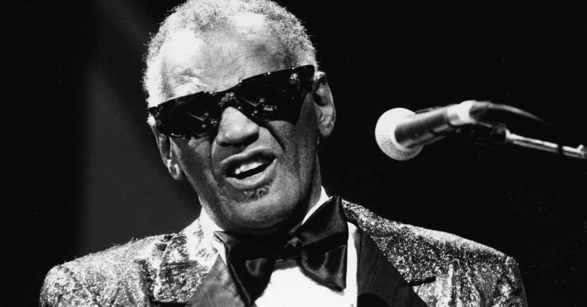 American singer, pianist and songwriter Ray Charles performs in concert, circa 1985