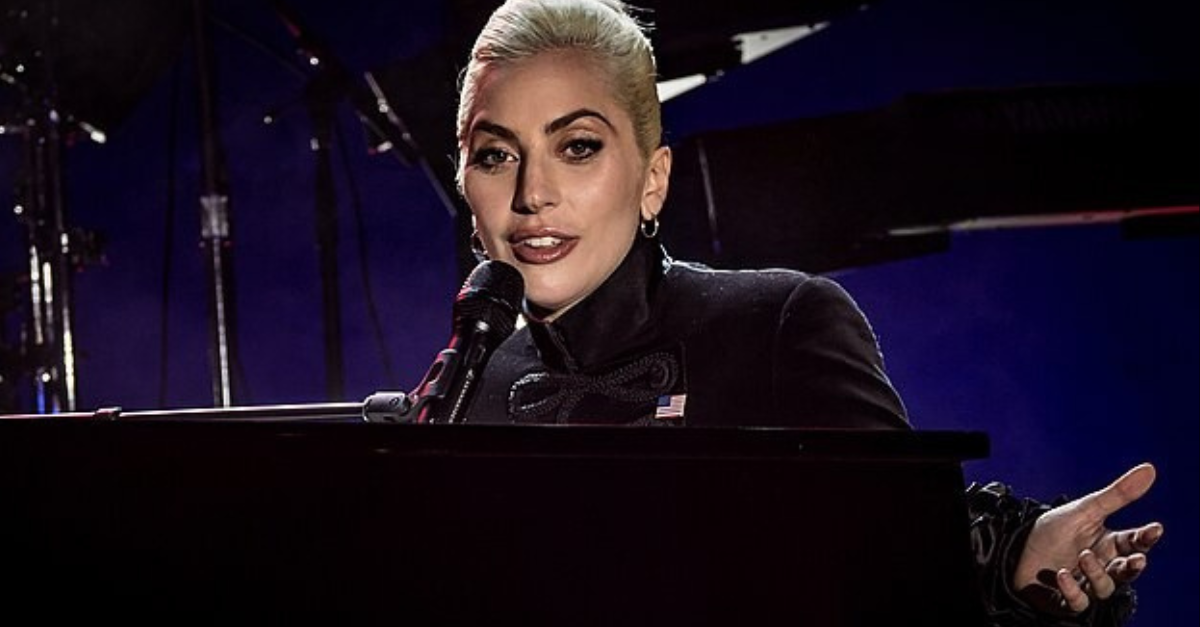 Lady Gaga performing live at the Airbnb Open Spotlight concert