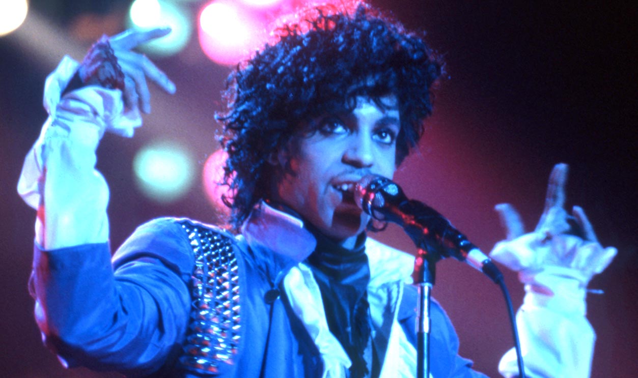 American singer Prince (1958-2016) performs onstage during the 1984 Purple Rain Tour on November 4, 1984, at the Joe Louis Arena in Detroit, Michigan.