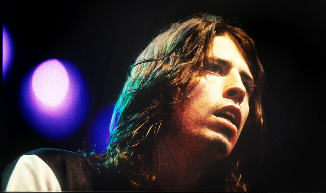 Foo Fighters, Dave Grohl, performing on stage, Pukkelpop Festival, Hasselt, Belgium, 25th August 1995.