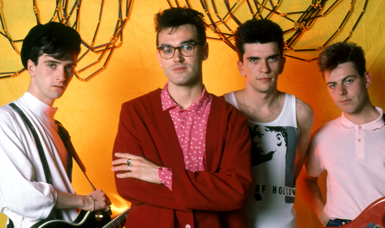 The Smiths pose for a portrait before their first show in Detroit on June 8, 1985 at the Royal Oak Music Theatre in Royal Oak, Michigan.