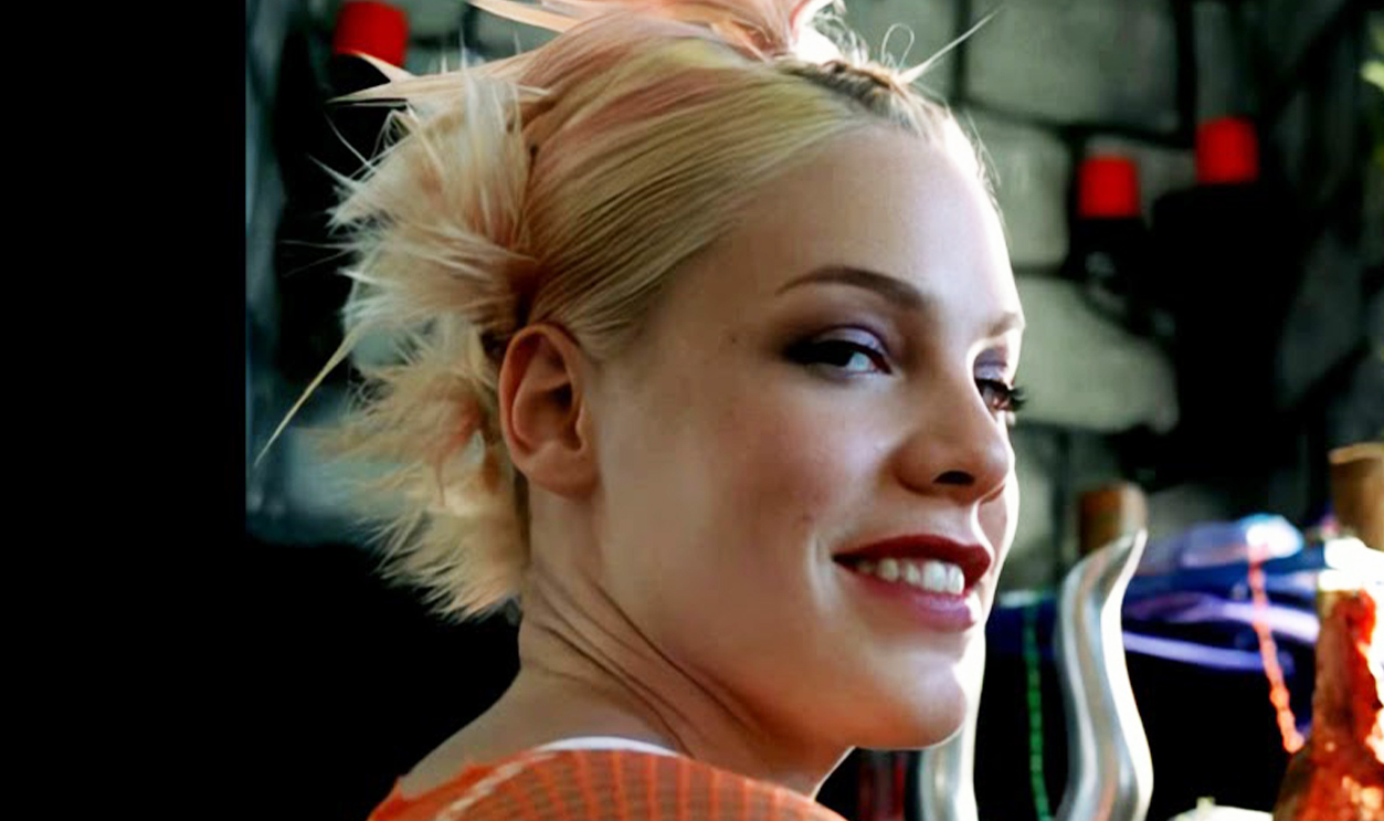 Screenshot of Pink in the Get This Party Started music video.