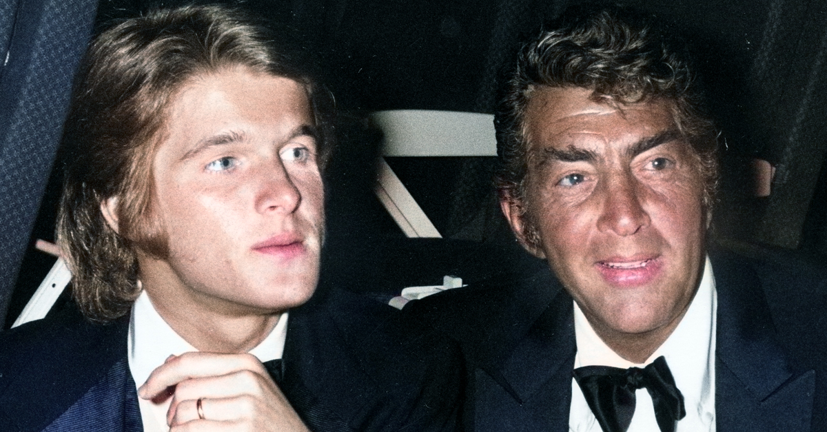 Singer Dean Martin and son Dean-Paul Martin attending the premiere party for 'Airport on March 19, 1970 at the Hollywood Pacific Theater in Hollywood, California.