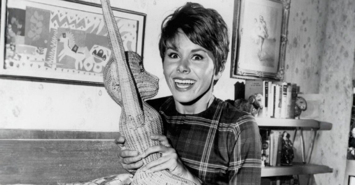 Publicity photo from Fair Exchange picturing Judy Carne as Heather Finch.