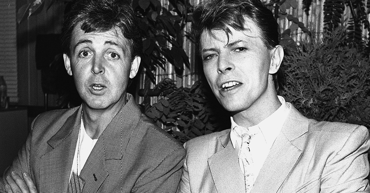 Paul McCartney and David Bowie backstage