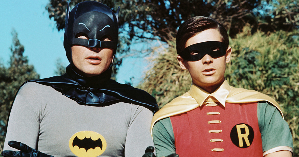 American actors Adam West as Batman and Burt Ward as Robin