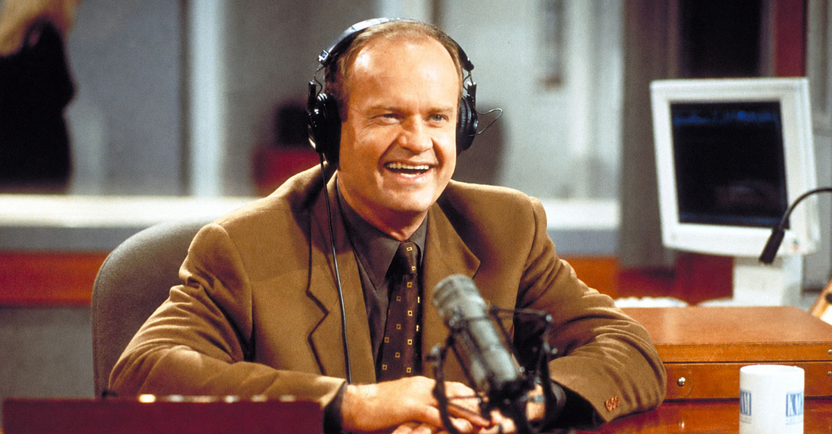Screenshot of Kelsey Grammer as Dr. Frasier Krane in NBC’s Frasier (1993-2004)