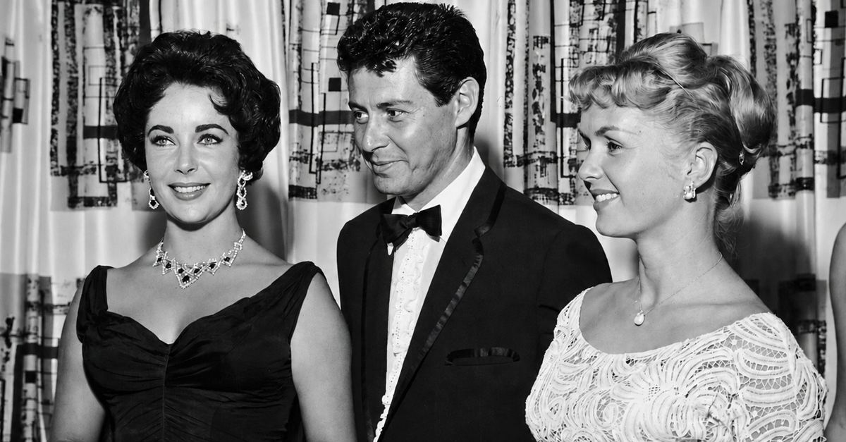 Singer Eddie Fisher with his wife, Debbie Reynolds(right), and Elizabeth Taylor at the Tropicana Hotel in 1958