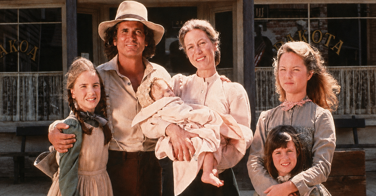 The cast of the television series 'Little House on the Prairie'. Clockwise from left: actors Melissa Gilbert, Michael Landon, Karen Grassle, Melissa Sue Anderson, and Lindsay or Sidney Greenbush.