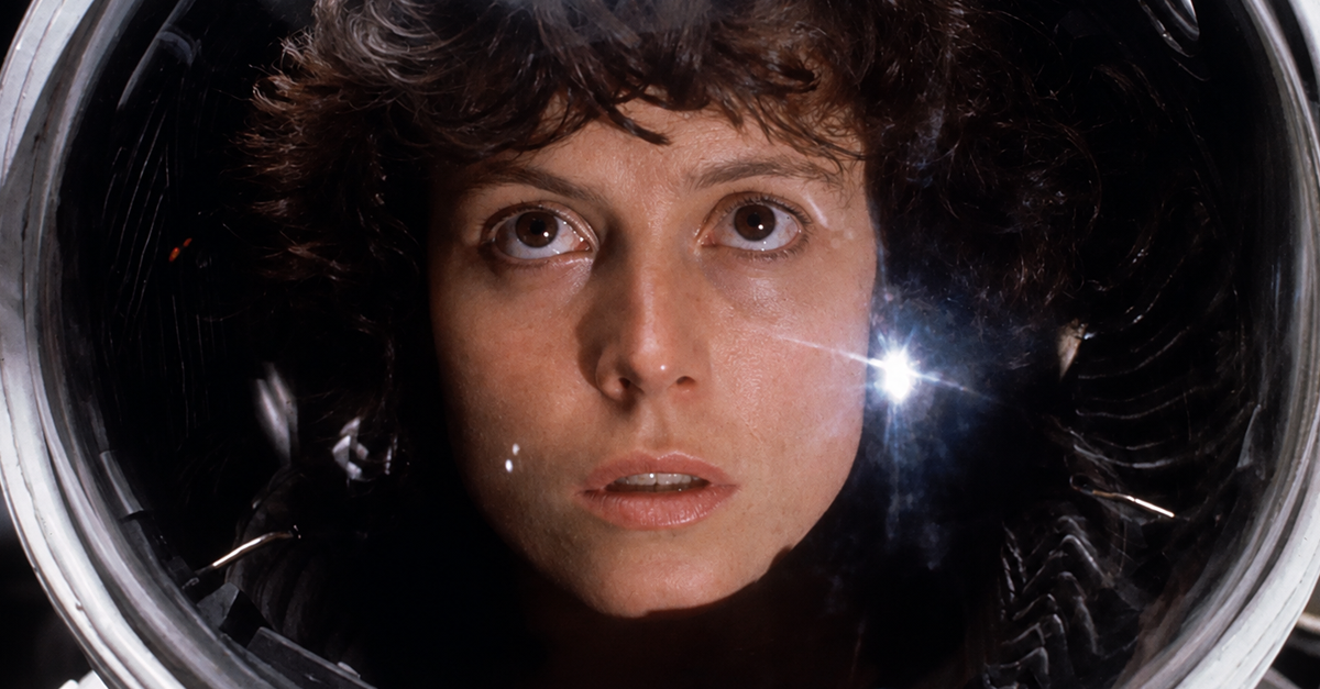 American actress Sigourney Weaver in the role of Ripley in the film 'Alien' (1979)