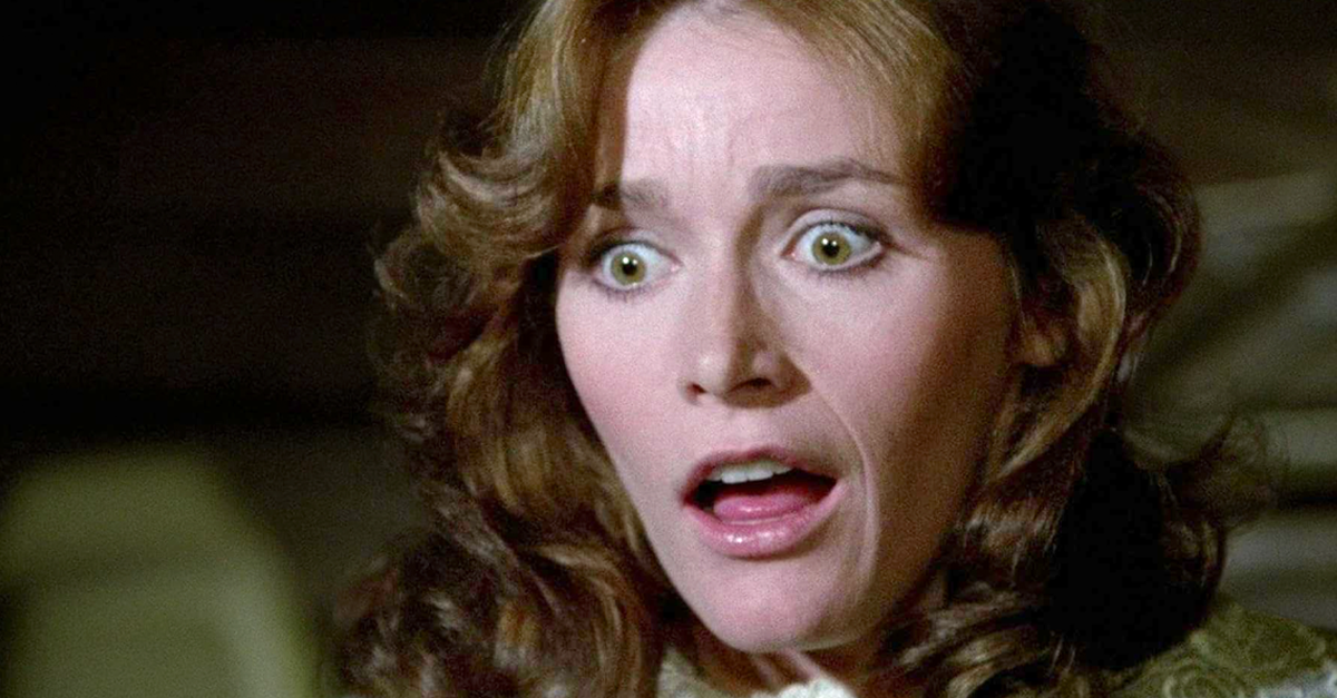 Screaming, frightened Margot Kidder in The Amityville Horror, 1979