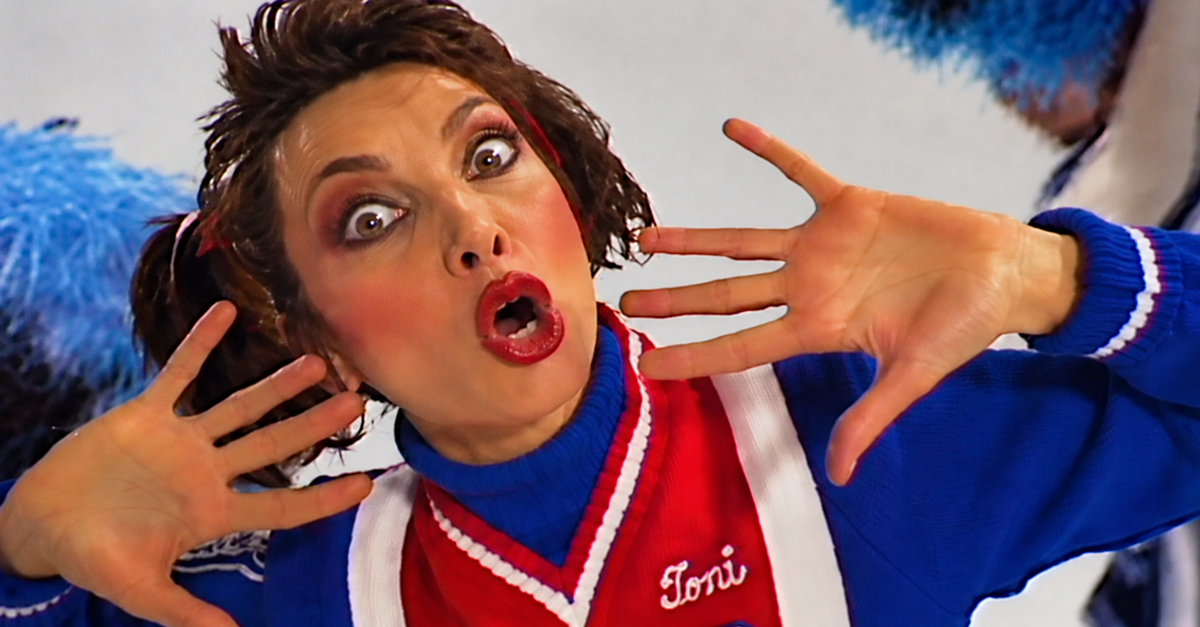 Screenshot of Toni Basil in the Mickey music video (1982)